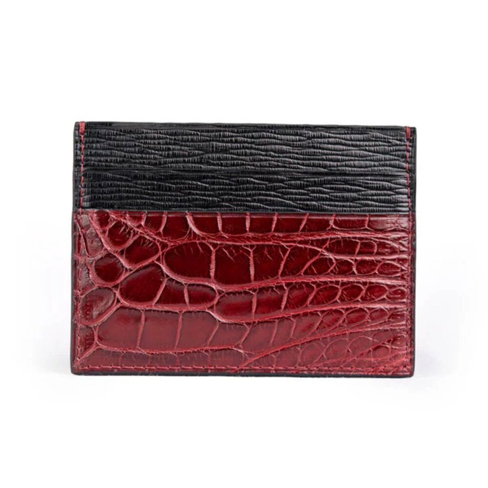 Premium Alligator Slim Card Holder – Gift Ready - Dark Cherry - Picture 3 of 4